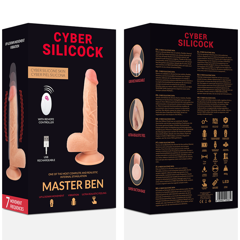 CYBER SILICOCK - REALISTISK FJERNBETJENING AF MESTER BEN 23,88 CM -O- 4,3 CM