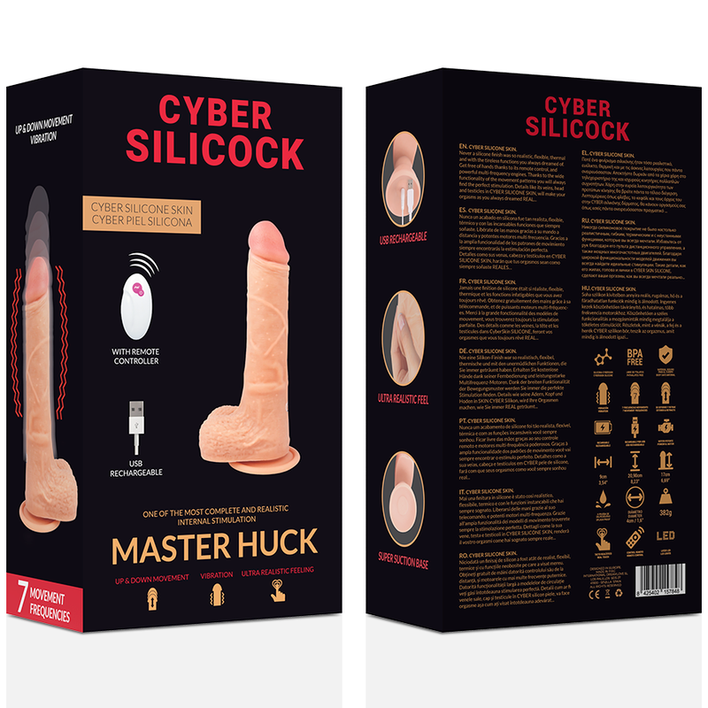 CYBER SILICOCK - FJERNBETJENING REALISTISK MESTERHUCK 20,9 CM -O- 4 CM