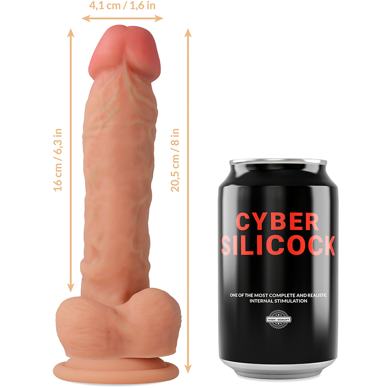 CYBER SILICOCK - STRAP-ON MAGNUS FLYDENDE SILIKONE MED 3 RINGE GRATIS 20,5 CM -O- 4,1 CM