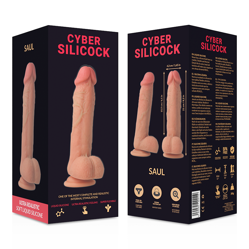 CYBER SILICOCK - STRAP-ON SAUL FLYDENDE SILIKONE MED 3 RINGE GRATIS 15,5 CM -O- 4,2 CM