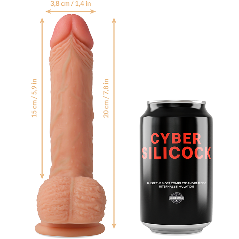 CYBER SILICOCK - STRAP-ON FREEMAN FLYDENDE SILIKONE MED 3 RINGE GRATIS 20 CM -O- 3,8 CM