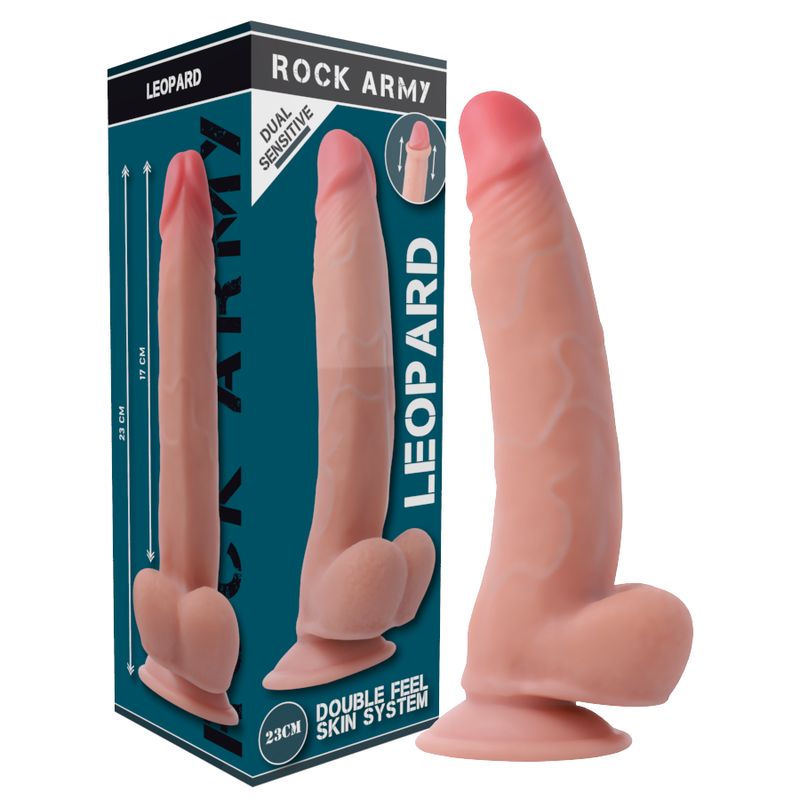 ROCKARMY - SELE + DOBBELT TÆTHED LEOPARD 23 CM -O- 4,77 CM