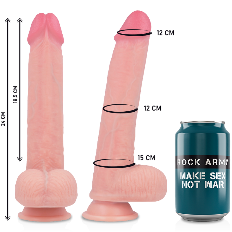 ROCKARMY - ARN S + FLYDENDE SILIKONE DILDO PREMIUM KINGCOBRA 24 CM -O- 4,77 CM
