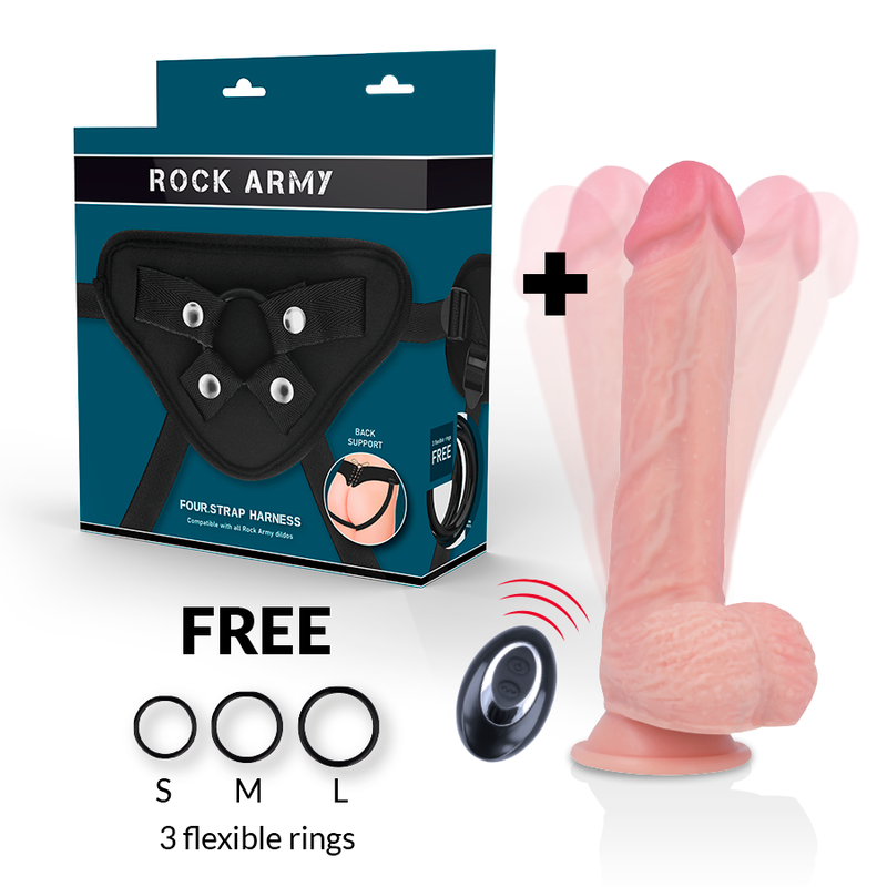 ROCKARMY - SELE + FLYDENDE SILIKONEVIBRATOR PREMIUM APACHE FJERNBETJENING 20,5 CM -O- 4,62 CM