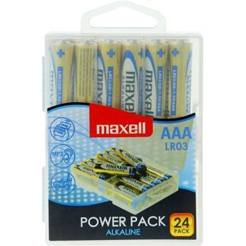 MAXELL - ALKALINBATTERIER AAA LR03 PAKKE * 24 BATTERIER